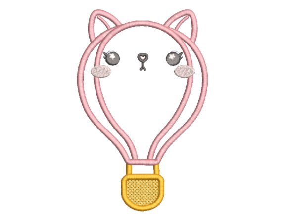 Cat Hot Air Balloon Embroidery