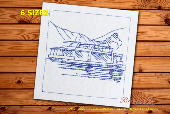 Houseboat Redwork Embroidery