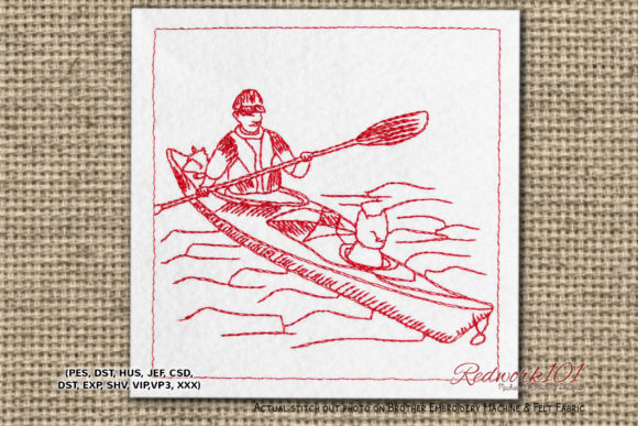 Paddle Boating Embroidery Design